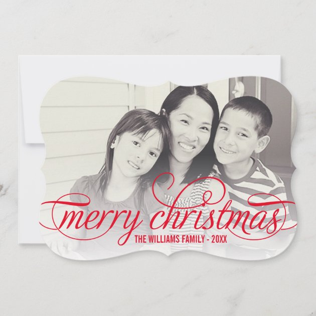 Merry Christmas Photo Card | Red Script Overlay