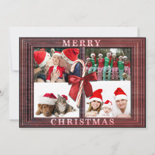 Merry Christmas Photo Card Rustic Faux Wood Frame