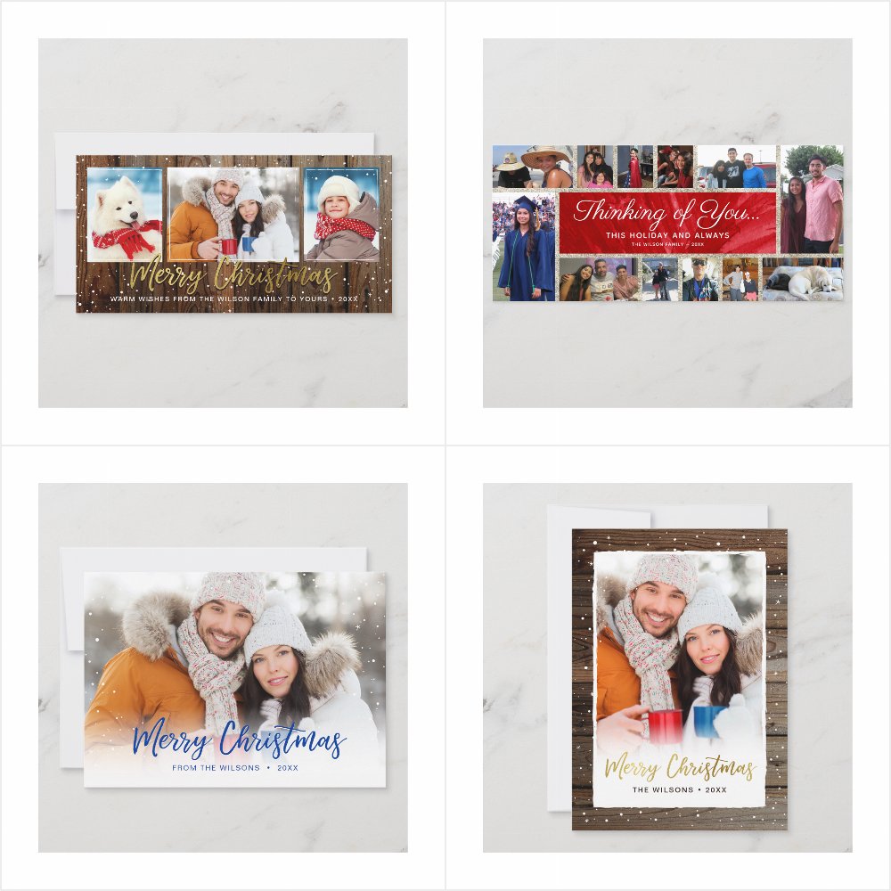 Merry Christmas Photo Cards Rustic Watercolor