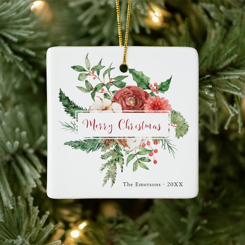 Merry Christmas Photo Ceramic Ornament