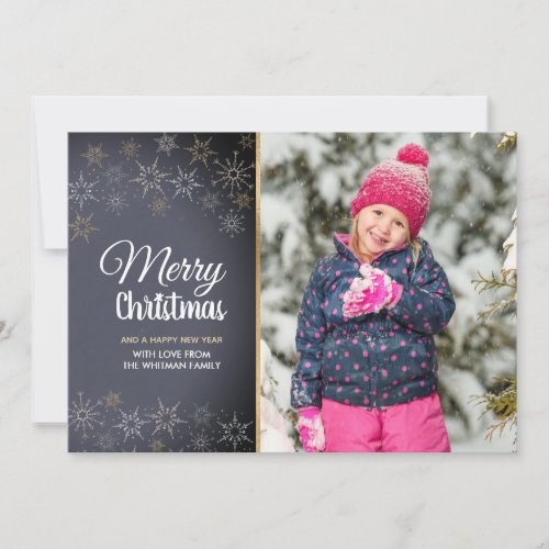 Merry Christmas Photo Charcoal Holiday Card