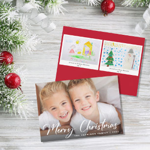 Merry Christmas Photo Childrens Artwork Holiday Card