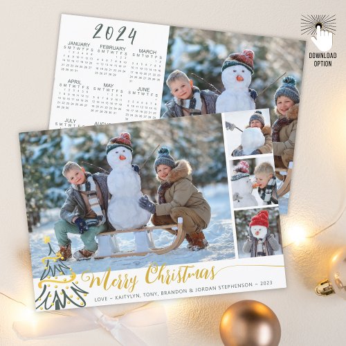 Merry Christmas Photo Collage 2024 Calendar  Holiday Card