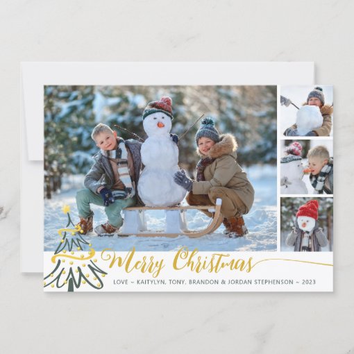 Merry Christmas Photo Collage 2024 Calendar Holiday Card Zazzle