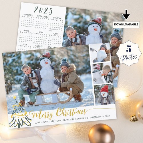 Merry Christmas Photo Collage 2025 Calendar  Holiday Card