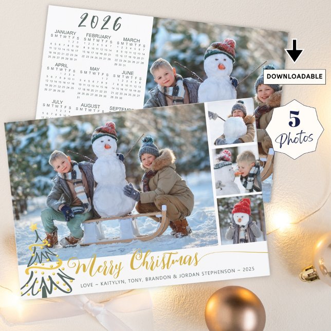 Merry Christmas Photo Collage 2026 Calendar  Holiday Card (Creator Uploaded)