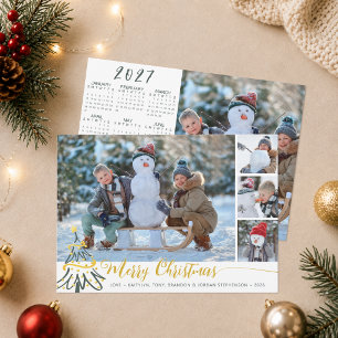 Merry Christmas Photo Collage 2027 Calendar Holiday Card