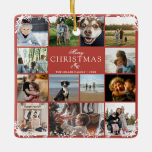 Merry Christmas Photo Collage Ceramic Ornament