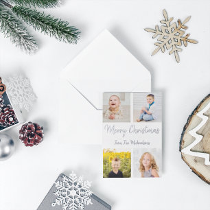 Merry Christmas Photo Collage Foil Holiday Card