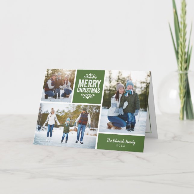 Merry Christmas Photo Collage Greeting Card (Front)