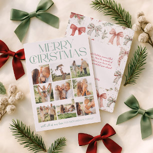 Merry Christmas Photo Collage Holiday Letterpress Photo Cards