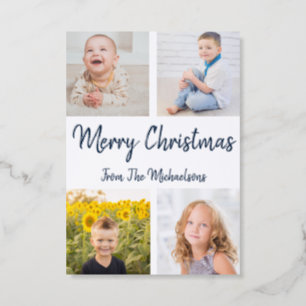Merry Christmas Photo Collage Letterpress Photo Cards