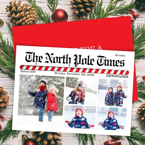 Merry Christmas Photo Collage Newspaper Fun Holiday Card