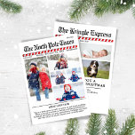 Merry Christmas Photo Collage Newspaper Holiday Card<br><div class="desc">Send a unique holiday greeting with this whimsical Merry Christmas Photo Collage Card! Featuring an eight-photo template in a fun newspaper-style layout, this card brings a cheerful 'North Pole Times' theme with candy cane stripes and playful details. Perfect for sharing your favorite memories from the year, this creative, humorous design...</div>