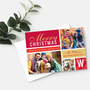 Merry Christmas Photo Collage Peace Love Joy Holiday Card