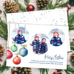 Merry Christmas Photo Collage Watercolor Ornaments Holiday Card<br><div class="desc">This design features a Merry Christmas photo card with a photo collage template,  a simple elegant,  watercolor,  red and green,  colorful ornaments,  with a modern and minimalist,  festive,  holiday photo card template.</div>