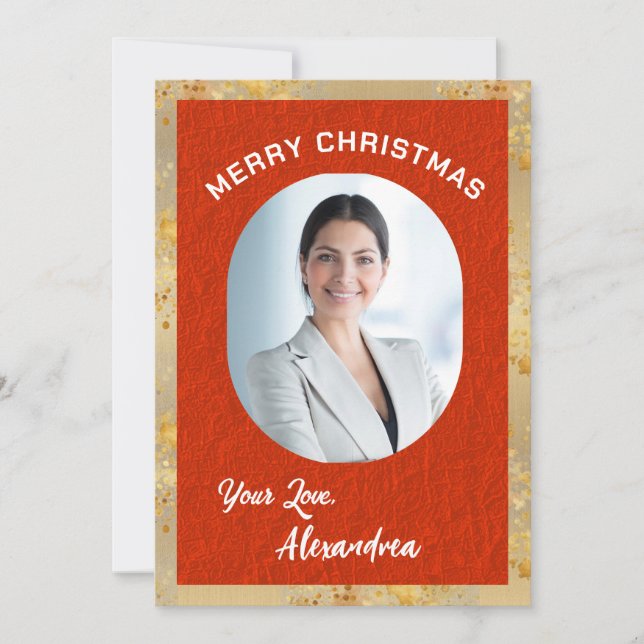 Merry Christmas Photo Elegant Classic Script  Card (Front)