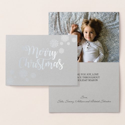Merry Christmas Photo Elegant Script Foil Card