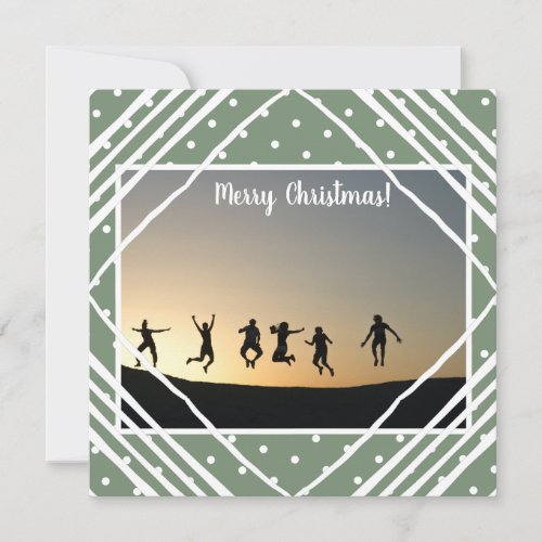 Merry Christmas Photo Family Name Sage Green Holiday Card
