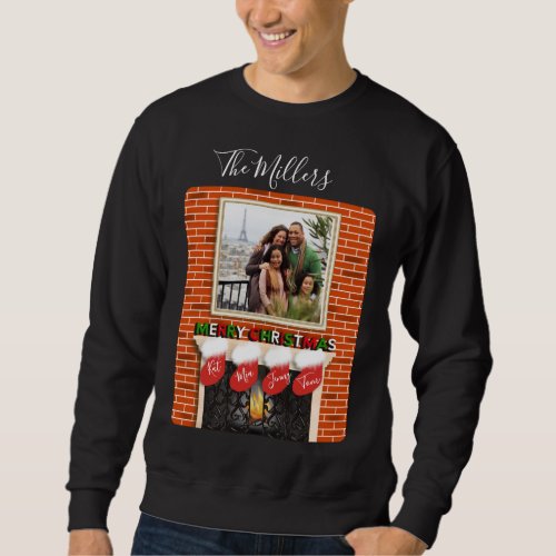 Merry Christmas Photo Fireplace Ugly Sweater