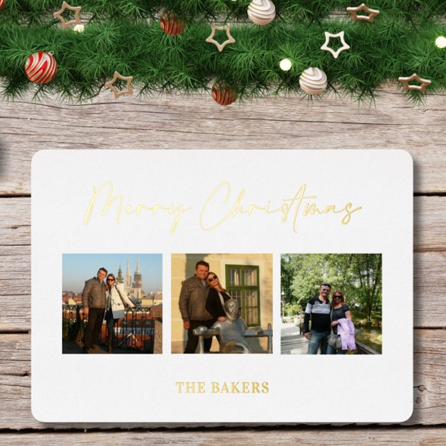Merry Christmas Photo  Foil Holiday Card (Creator Uploaded)