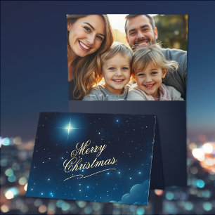 Merry Christmas Photo Folded Foil Greeting Card