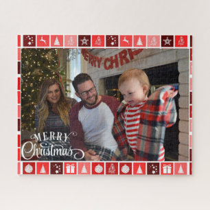 Merry Christmas Photo Gift Jigsaw Puzzle Template