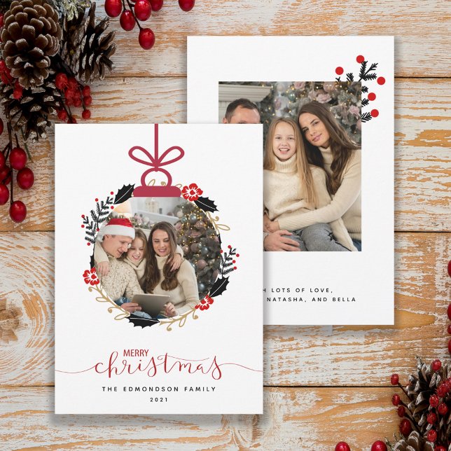 Merry Christmas Photo Globe Ornament Card (Creator Uploaded)