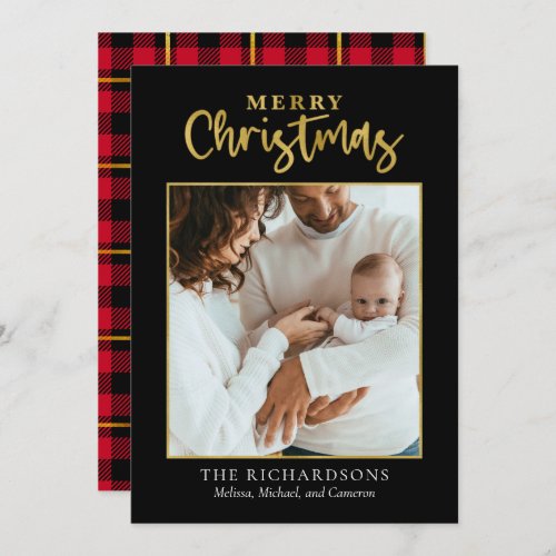 Merry Christmas Photo Gold Foil Minimal Holiday 