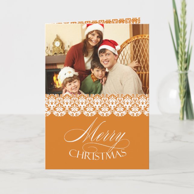 Merry Christmas Photo Gold Folded Greeting Card (Front)