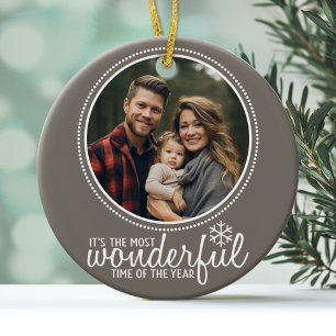 Merry Christmas - Photo Greeting Card Template Ceramic Ornament