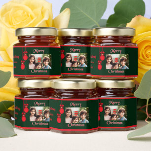 Merry Christmas Photo Greeting Honey Jar Favors