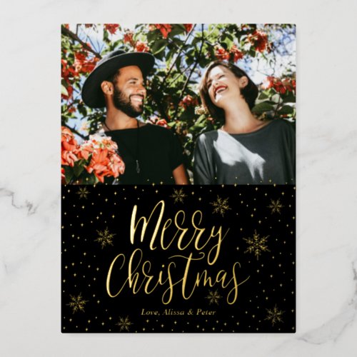 Merry Christmas  Photo Hoilday Greeting Foil Holi Foil Holiday Postcard