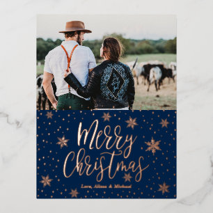 Merry Christmas Photo Hoilday Greeting Foil Holiday Postcard
