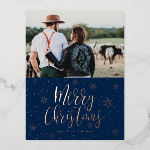 Merry Christmas  Photo Hoilday Greeting Foil Holiday Postcard