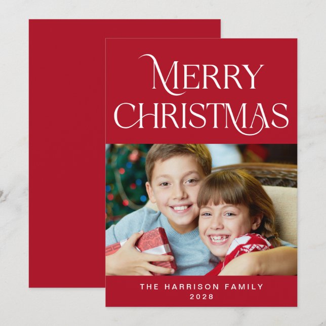 Merry Christmas Photo Holiday Card (Front/Back)
