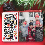 MERRY CHRISTMAS Photo Holiday Card<br><div class="desc">Merry Christmas in a fun font accented by holiday items highlights your favorite family photo on these holiday Christmas photo cards. Add more photos or more details on the back with the CUSTOMIZE further link. Select Matte for heaviest paper and High Definition for best clarity. MATCHING items in our store....</div>