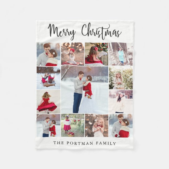 Merry Christmas Photo Holiday Fleece Blanket (Front)