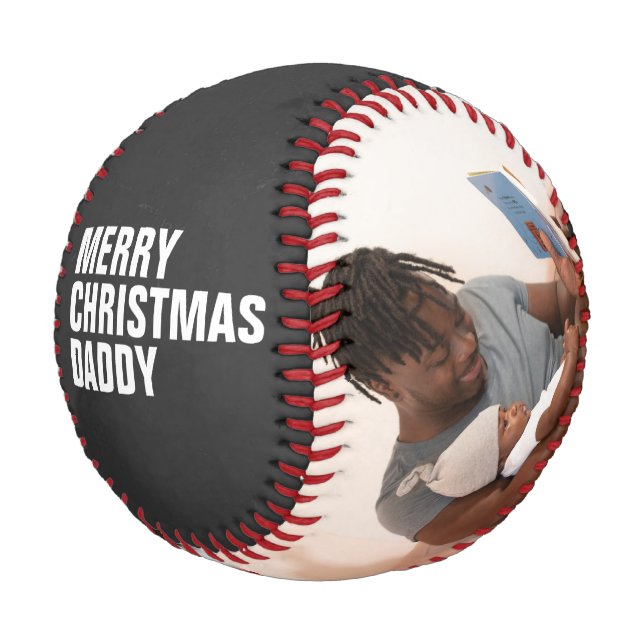 Merry Christmas Photo Holiday Gift Personalized Baseball (Angled)