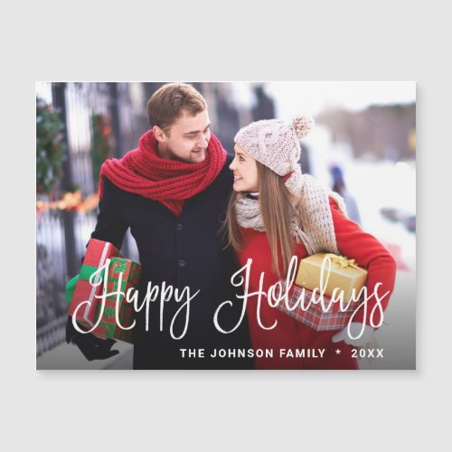 Merry Christmas PHOTO Holiday Magnetic Card