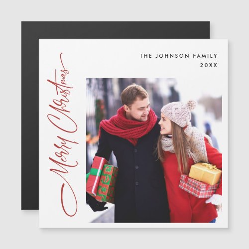 Merry Christmas PHOTO Holiday Magnetic Card