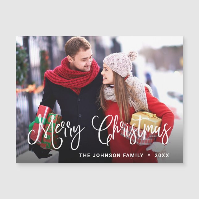 Merry Christmas PHOTO Holiday Magnetic Card (Front)