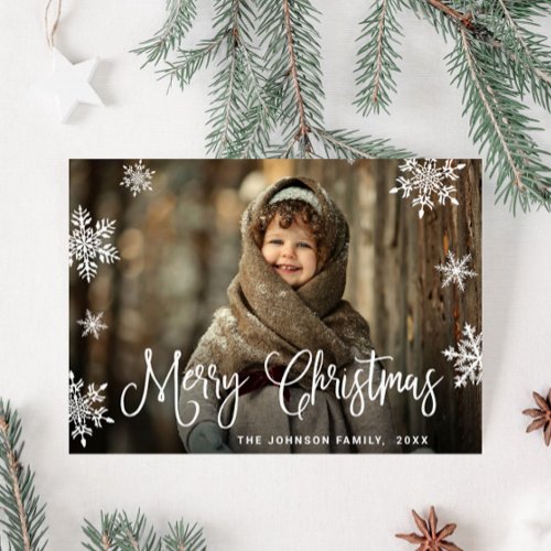 Merry Christmas PHOTO Holiday Magnetic Card