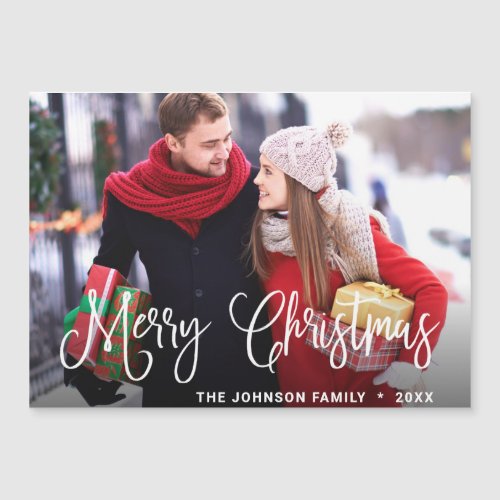 Merry Christmas PHOTO Holiday Magnetic Card