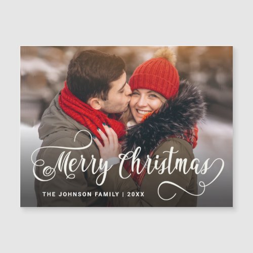 Merry Christmas PHOTO Holiday Magnetic Card