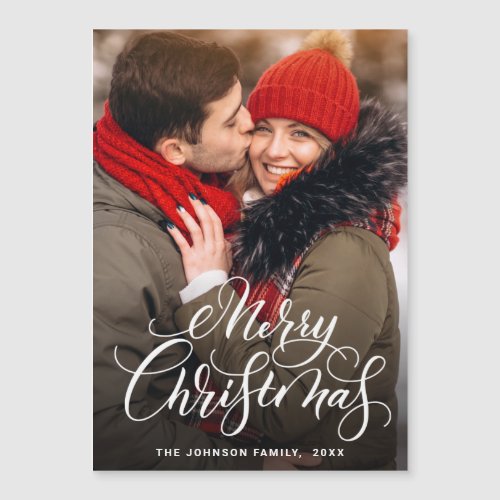 Merry Christmas PHOTO Holiday Magnetic Card