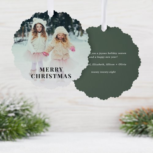 Merry Christmas Photo Holiday Ornament Card