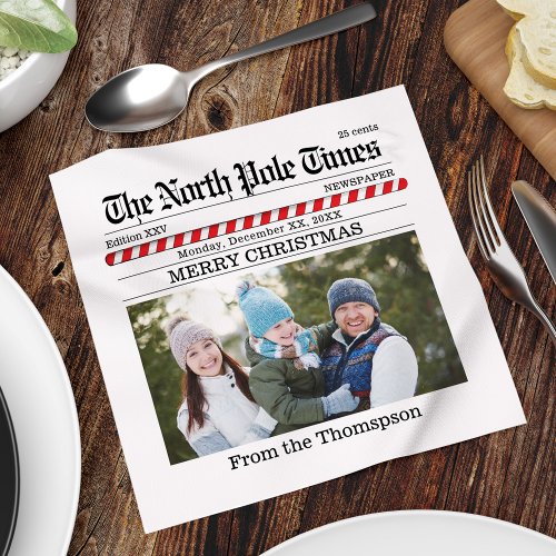 Merry Christmas Photo Holiday Party Whimsical News Napkins