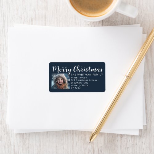 Merry Christmas Photo Holiday Return Address Label