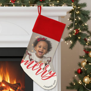 Merry Christmas Photo Holiday Stocking